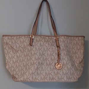 Michael Kors Beige Monogram Tote Bag